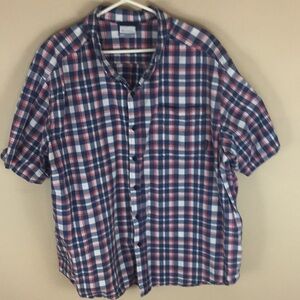 Columbia Cotton Plaid Short Sleeve Shirt Made in India  Size 3X